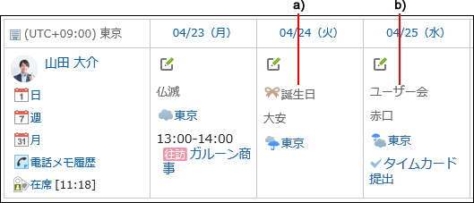 Image of the calendar of the selected event type