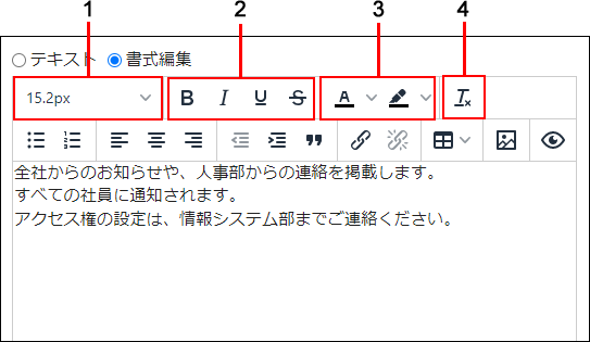 页面截图：用线框圈出格式编辑工具栏中修饰文字功能的图标