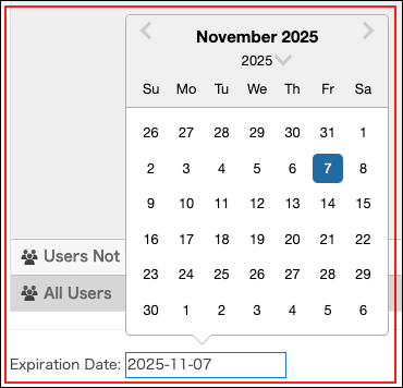 Screenshot: The expiration date field is highlighted