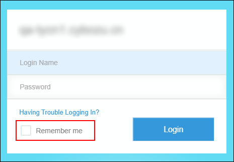 Screenshot: "Remember me" checkbox is cleared