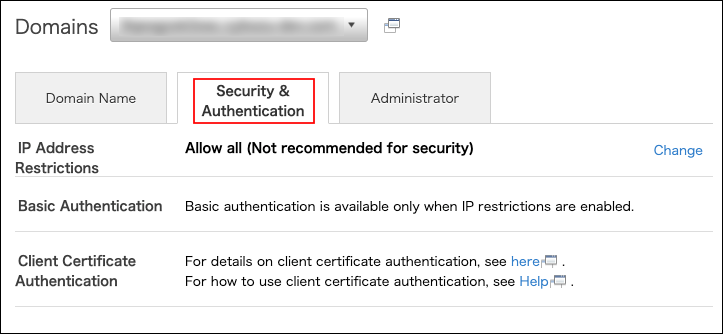 Screenshot: The "Security & Authentication" tab is highlighted