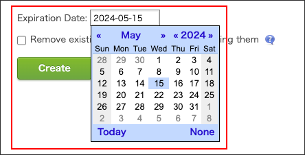 Screenshot: The expiration date field is highlighted
