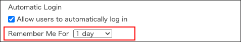 Screenshot: The duration to keep automatic login valid is highlighted