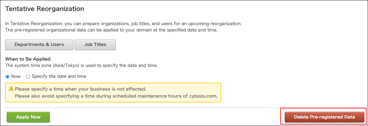 Screenshot: "Delete Pre-registered Data" is highlighted