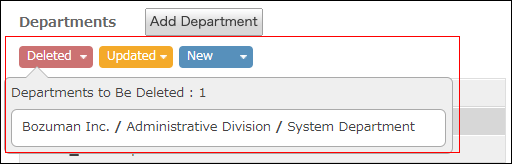 Screenshot: A screen to configure departments and users. The users whose department you want to change are highlighted.