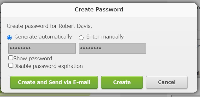 The "Create Password" dialog