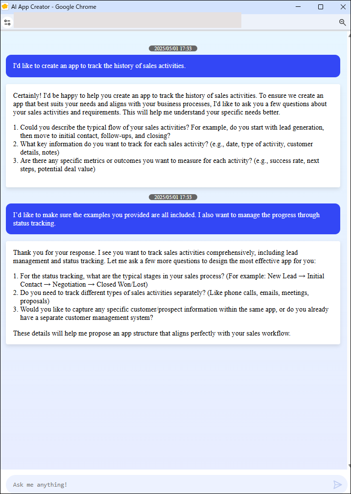 Screenshot: The AI App Creator