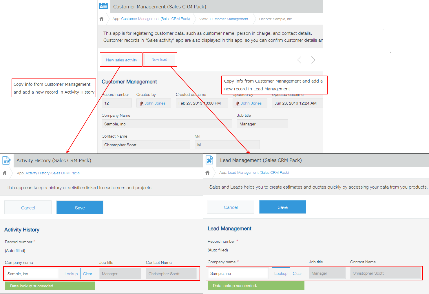 Adding records using App Actions