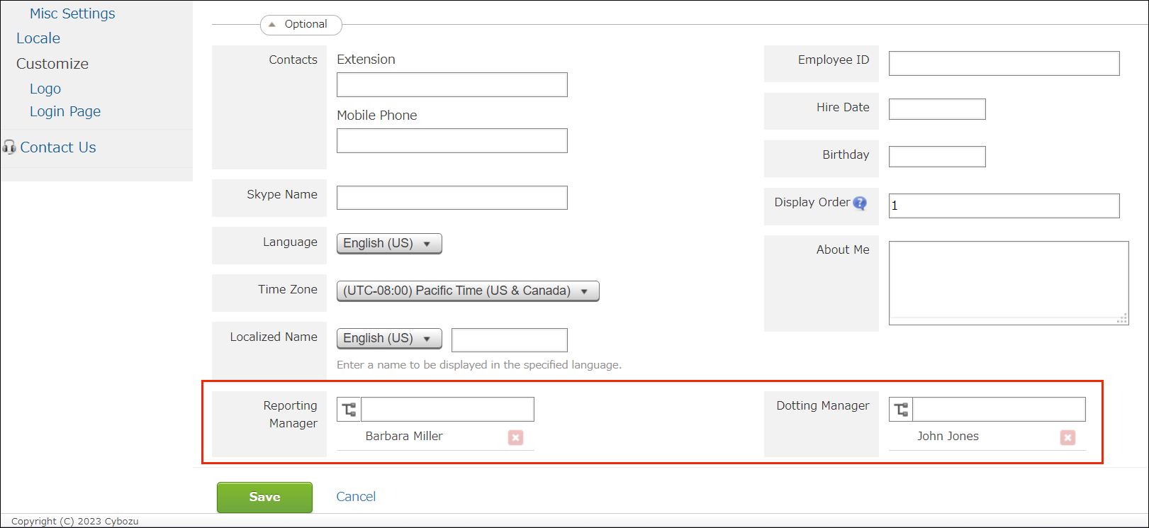 Adding a custom field for a reporting manager