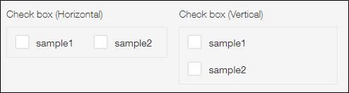 Screenshot: Examples of "Check box" fields with horizontal and vertical layouts