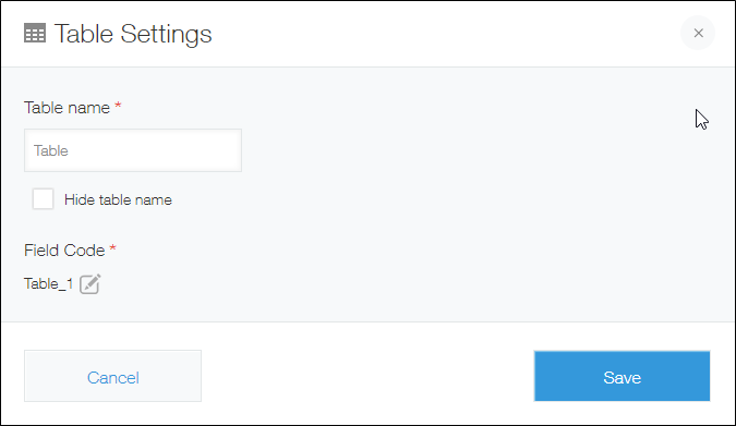 Setting options for a table