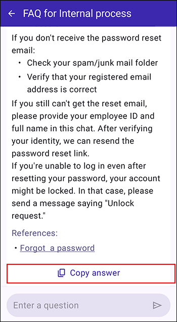 Screenshot: A response generated by an AI Search chatbot