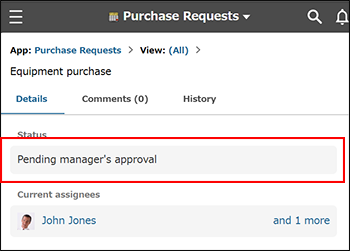 Screenshot: The "Status" section is highlighted