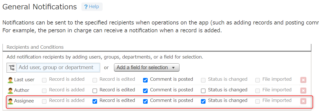 Screenshot: The General Notifications settings in App Settings
