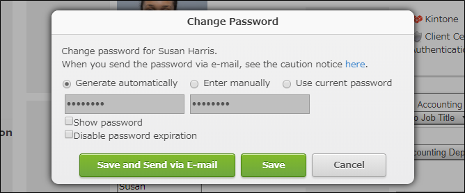 Screenshot: The "Change Password" dialog