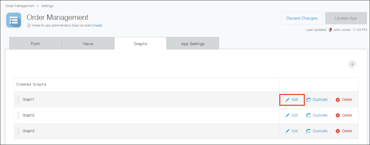 Screenshot: The "Graphs" tab in App Settings