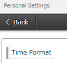 Screenshot: The "Back" button on the "Personal Settings" screen