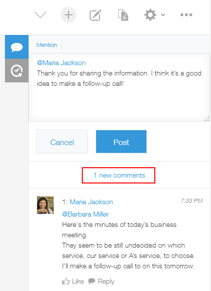 The notification that notifies users of new comments