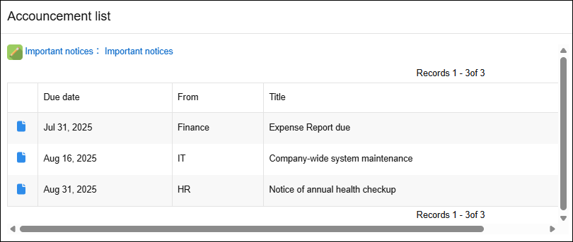 Screenshot: An example of a View widget