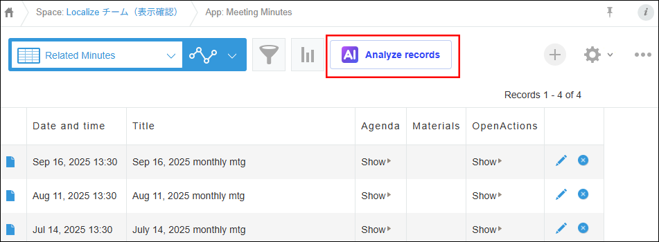 Screenshot: The button for opening the AI View Analysis chatbot is highlighted