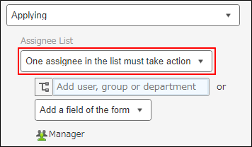 One assignee in the list must take action