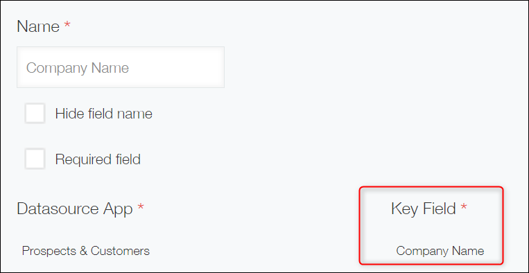 Screenshot: On the "Lookup Settings" screen, "Product Code" is specified as the "Key Field".
