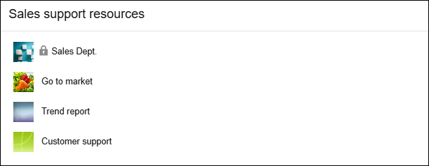Screenshot: Example of a Selected spaces widget