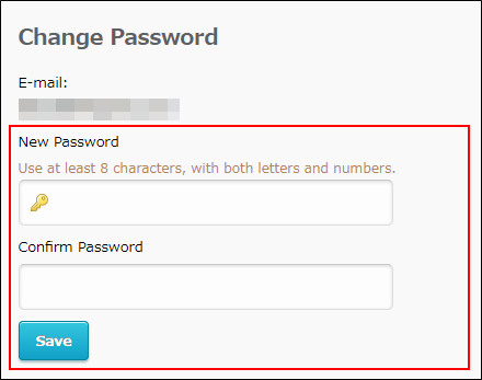 Screenshot: The "Change Password" screen