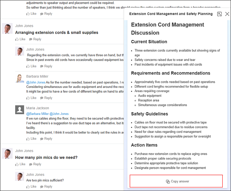 Screenshot: The AI Thread Summary feature being used