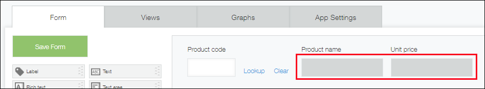 Screenshot: Fields specified as field mappings of a "Lookup" field are grayed out on the Form settings screen.