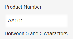 Screenshot: Example of a "Text" field being used as a "Product model number" field