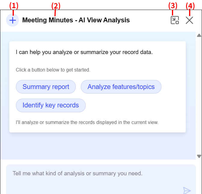 Screenshot: The title bar of the AI View Analysis chatbot