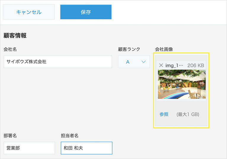 レコード追加/編集画面で、画像ファイルがプレビュー可能に
