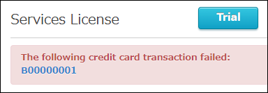 Screenshot: An error message stating that the transaction has failed is displayed