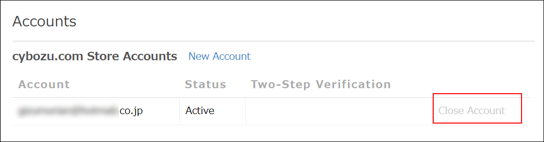 Screenshot: "Close Account" is highlighted
