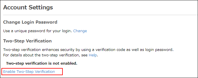 Screenshot: "Enable Two-Step Verification" is highlighted
